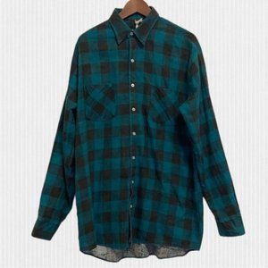 Urban Renewal Vintage Green Black Cotton Plaid Shirt